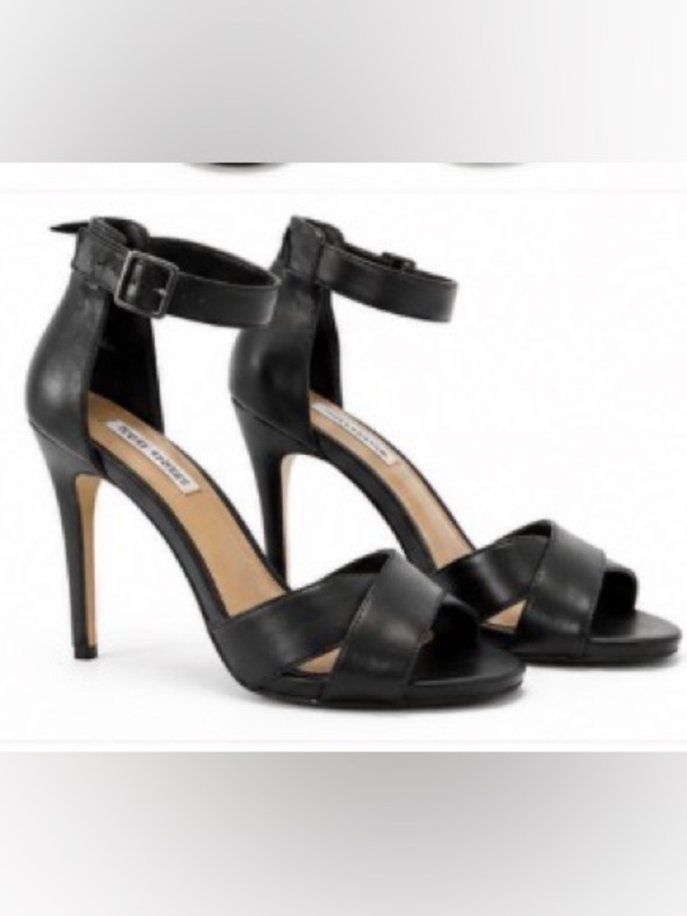 Steve Madden Black Ankle Strap Heels Size 10M Strappy Stiletto Sandals Classic - Picture 2 of 4